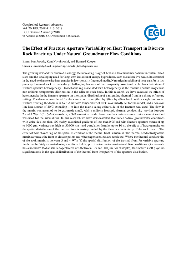 (PDF) The Effect of Fracture Aperture Variability on Heat Transport in ...