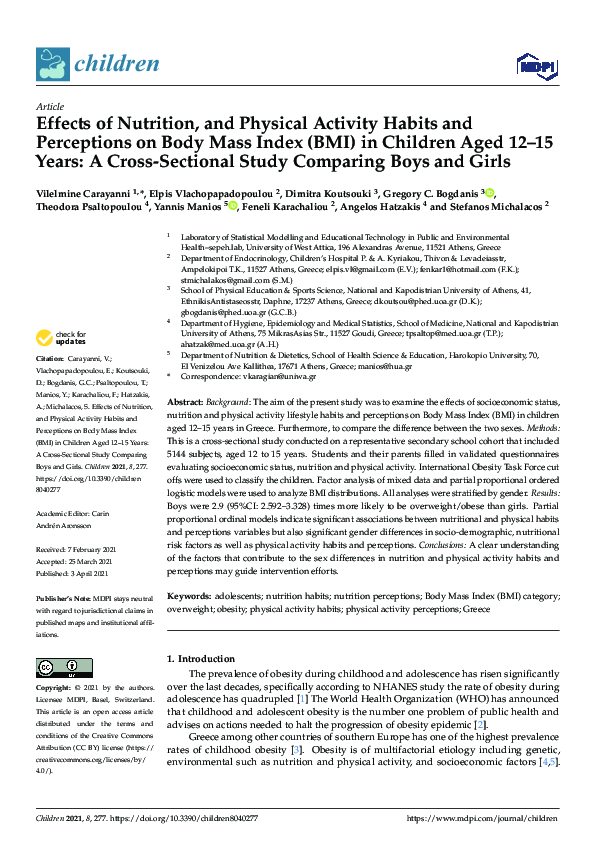 (PDF) Effects of Nutrition, and Physical Activity Habits and ...