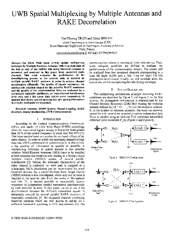 (PDF) UWB Spatial Multiplexing by Multiple Antennas and RAKE
