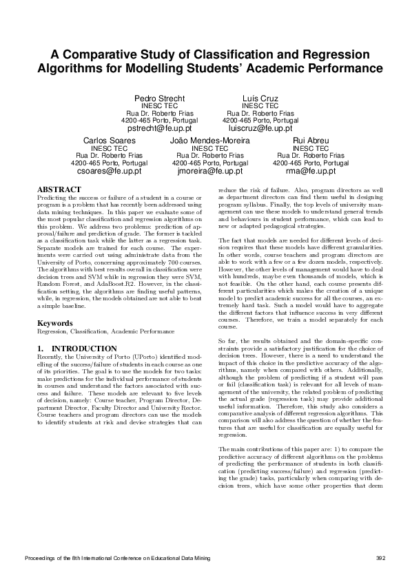 (PDF) A Comparative Study of Classification and Regression Algorithms ...