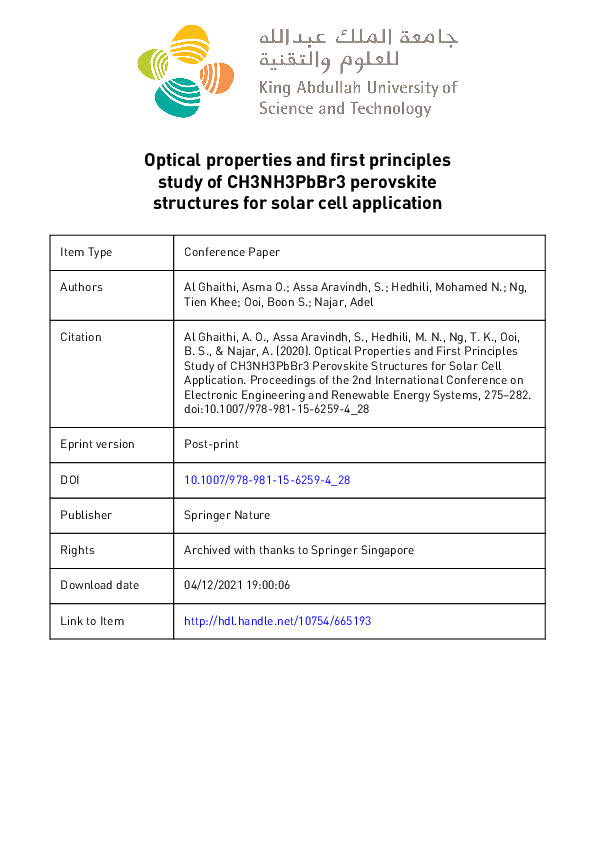 (PDF) Optical Properties and First Principles Study of CH3NH3PbBr3 ...