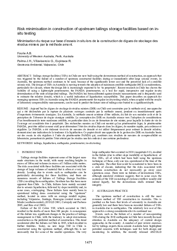 (PDF) Risk minimisation in construction of upstream tailings storage ...