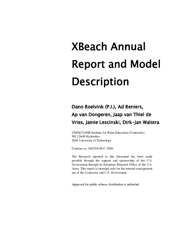 (PDF) XBeach Annual Report and Model Description