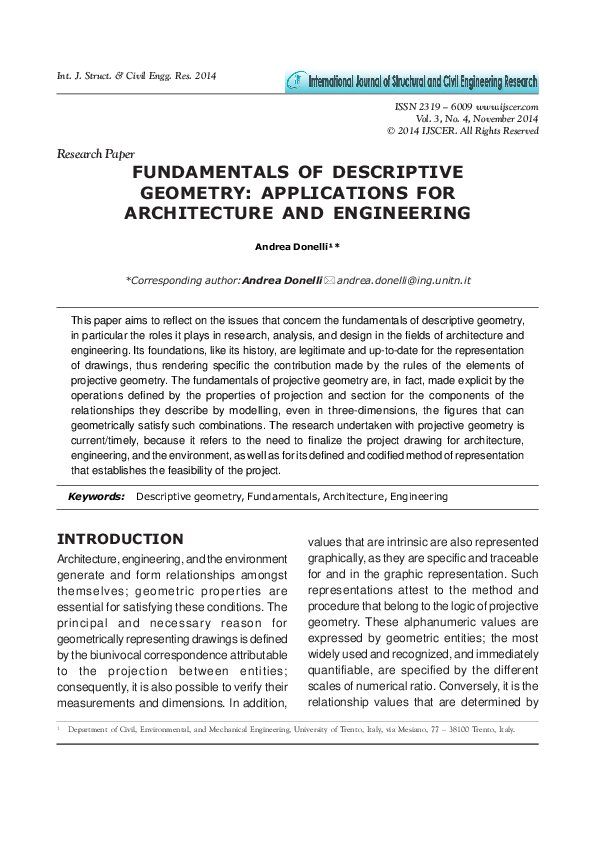 (PDF) Fundamentals of Descriptive Geometry : Applications for ...