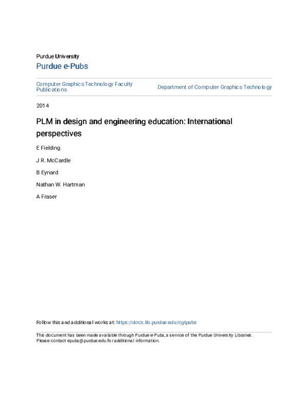(PDF) PLM in design and engineering education: International perspectives