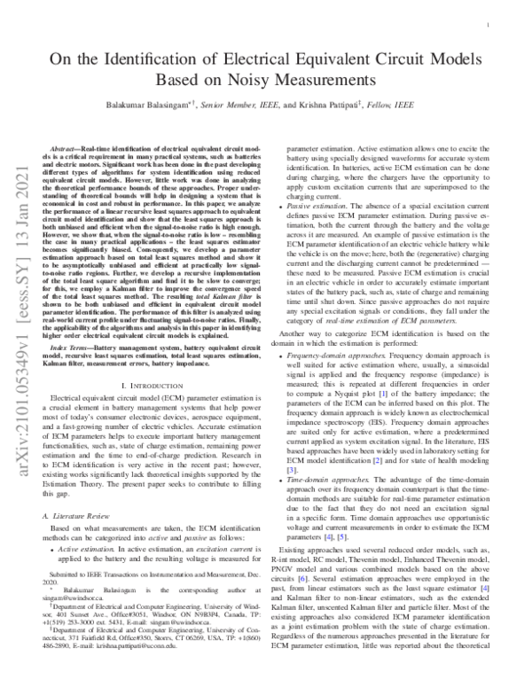 (PDF) On the Identification of Electrical Equivalent Circuit Models ...