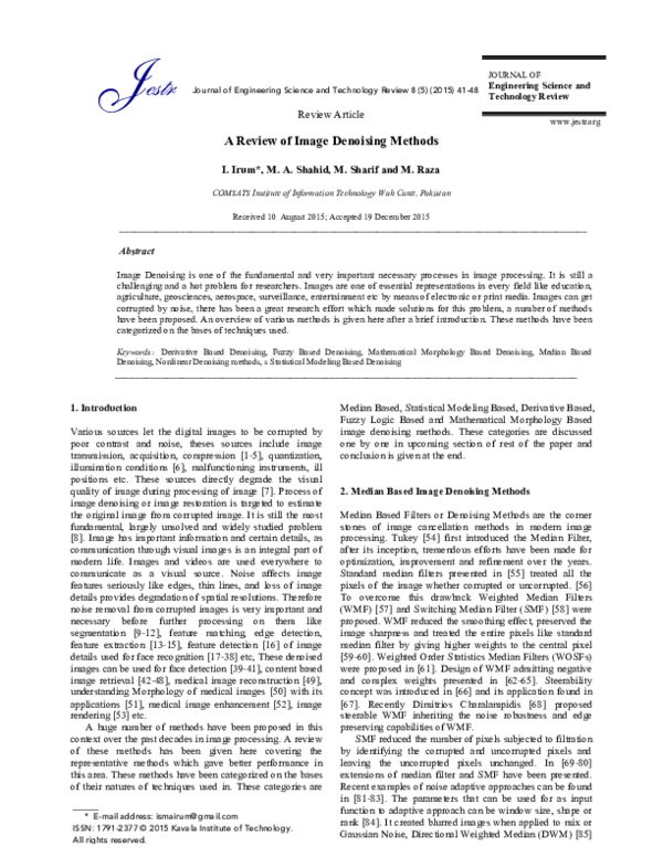 (PDF) A Review of Image Denoising Methods