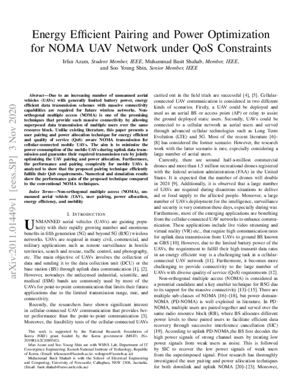 (PDF) Energy Efficient Pairing and Power Optimization for NOMA UAV ...