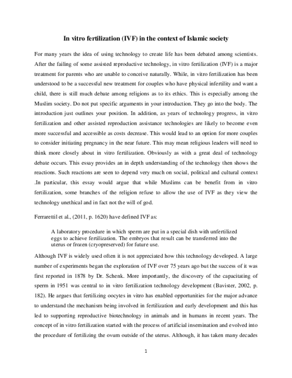 (PDF) IVF in Context of Islamic Society