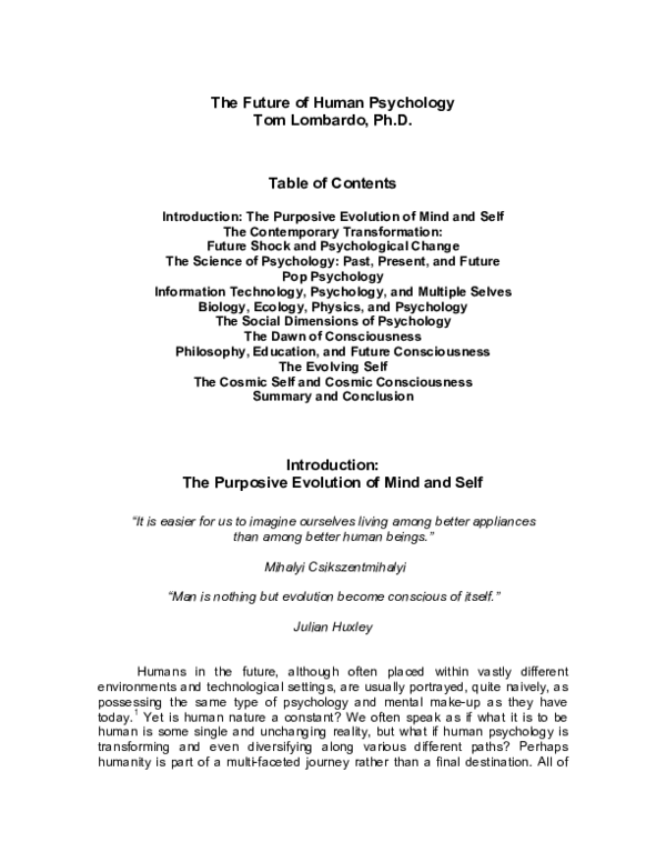 (PDF) The Future of Human Psychology