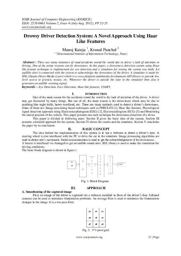 (PDF) Drowsy Driver Detection System: A Novel Approach Using Haar Like ...