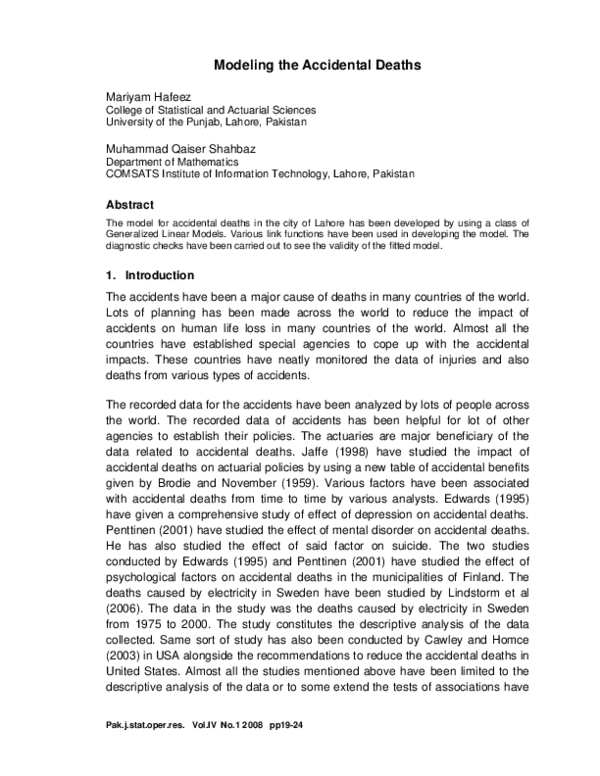 (PDF) Modeling the Accidental Deaths