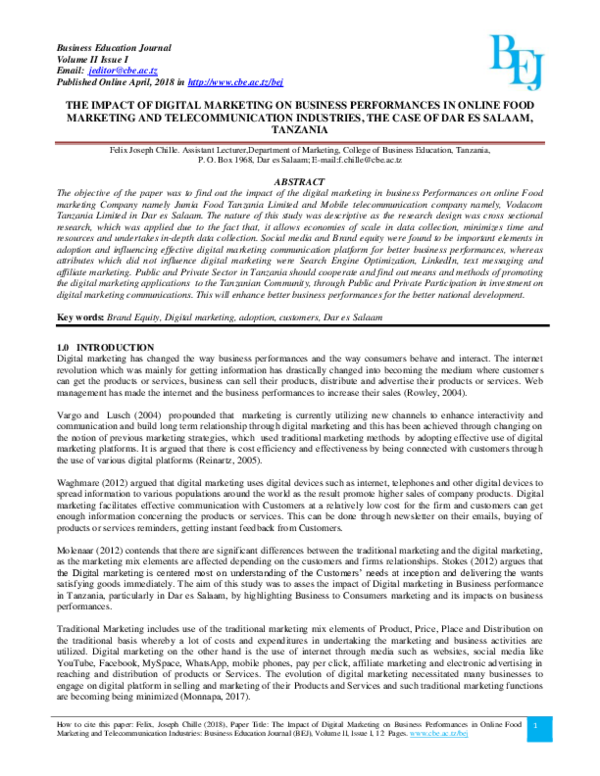 (PDF) The Impact of Digital Marketing on Business Performances in ...