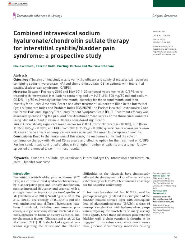 (PDF) Combined intravesical sodium hyaluronate/chondroitin sulfate