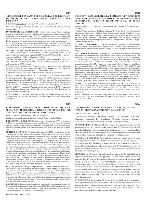 (PDF) Transvaginal Bone-Anchored Sling (Bas) for Treatment of Stress ...