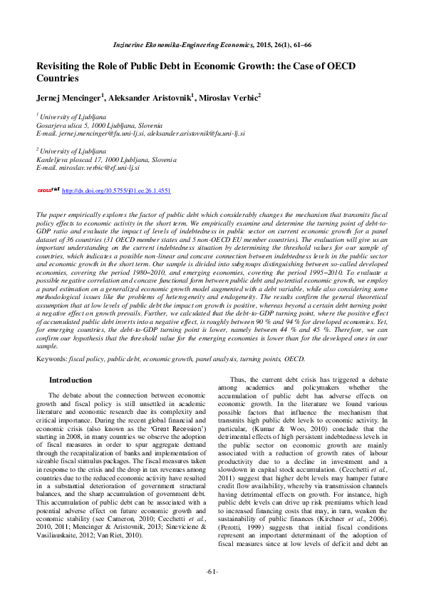 (PDF) Revisiting the role of public debt in economic growth: The case ...