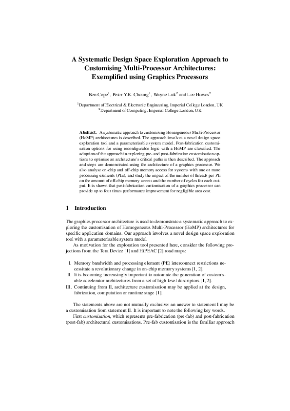 (PDF) A Systematic Design Space Exploration Approach to Customising ...