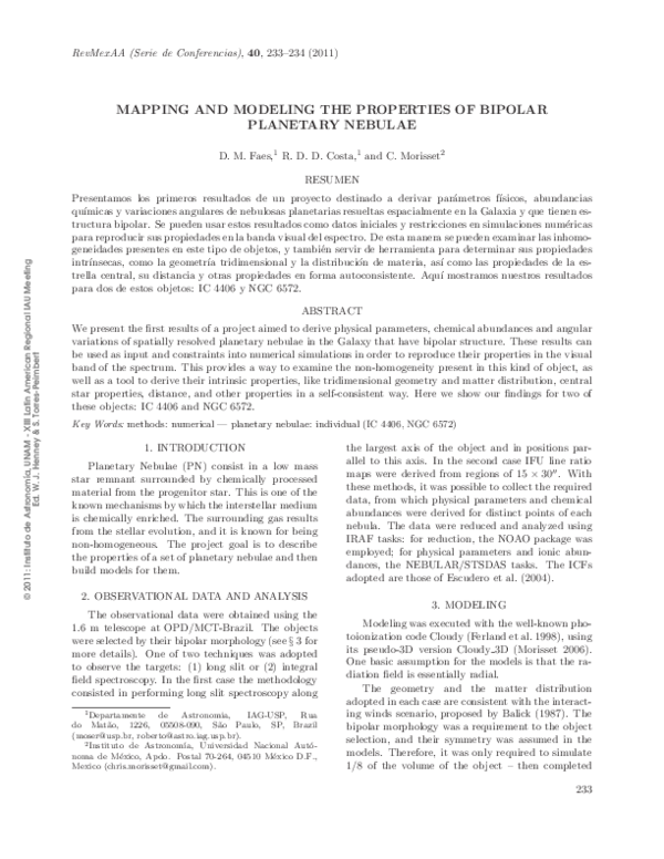 (PDF) Mapping and Modeling the Properties of Bipolar Planetary Nebulae