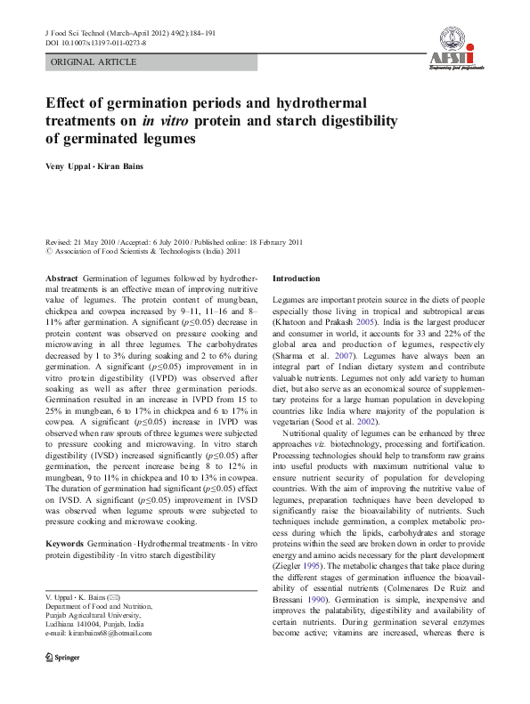 (PDF) Effect of germination periods and hydrothermal treatments on in ...