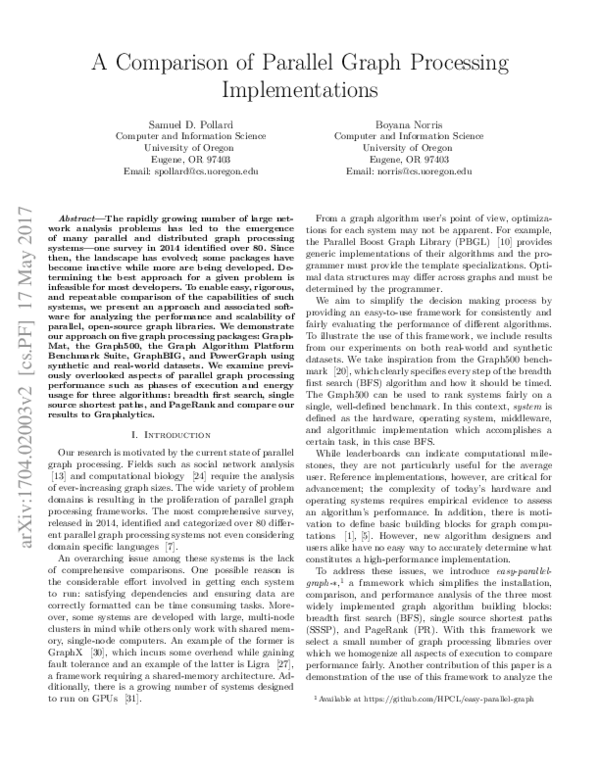 (PDF) Evaluating Performance of Parallel Graph Processing Systems