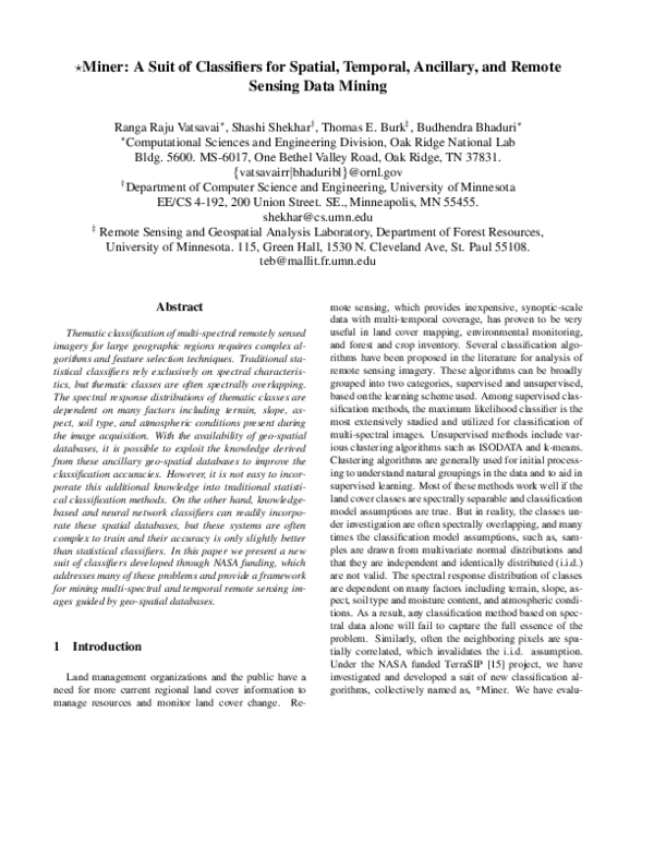 (PDF) * Miner: A Suit of Classifiers for Spatial, Temporal, Ancillary ...