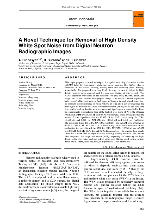 (PDF) A Novel Technique for Removal of High Density White Spot Noise ...