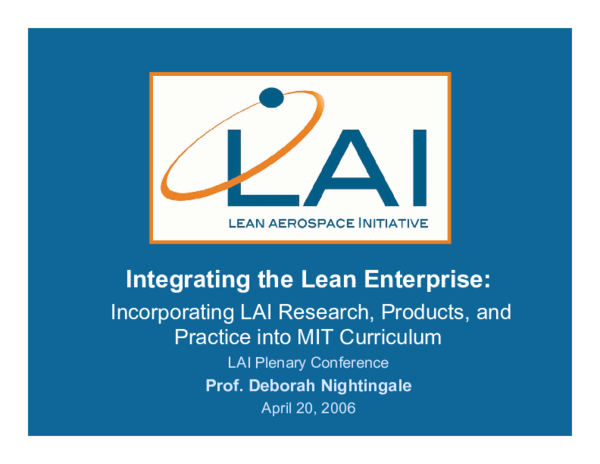 (PDF) Integrating the Lean Enterprise: Incorporating LAI Research ...
