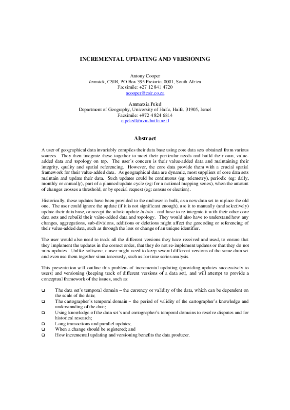(PDF) Incremental updating and versioning