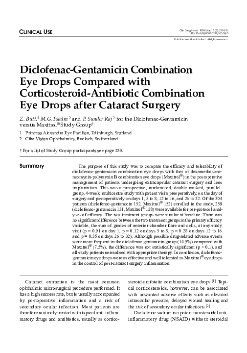 (PDF) DiclofenacGentamicin Combination Eye Drops Compared with