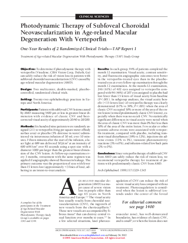 (PDF) Photodynamic therapy of subfoveal choroidal neovascularization ...