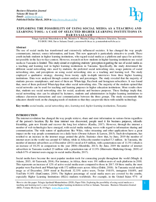 (PDF) Exploring the Possibility of Using Social Media as a Teaching and ...