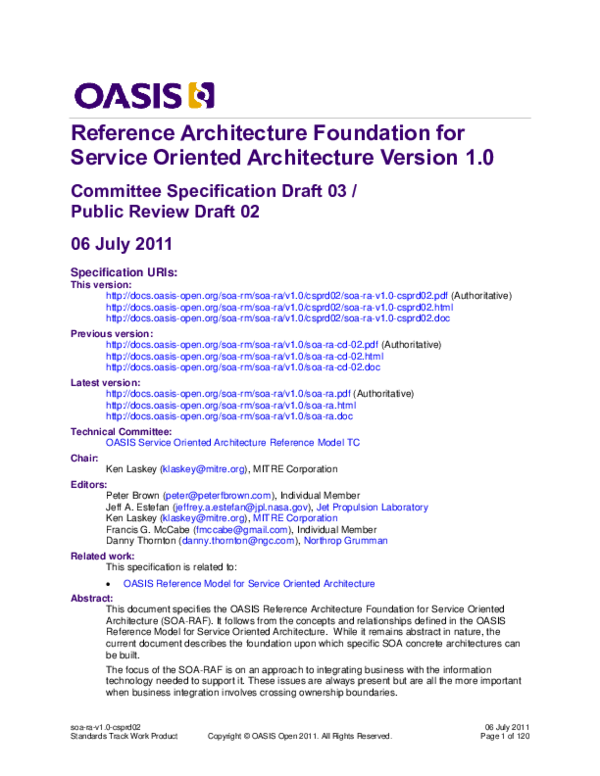 (PDF) Reference Architecture Foundation for Service Oriented ...