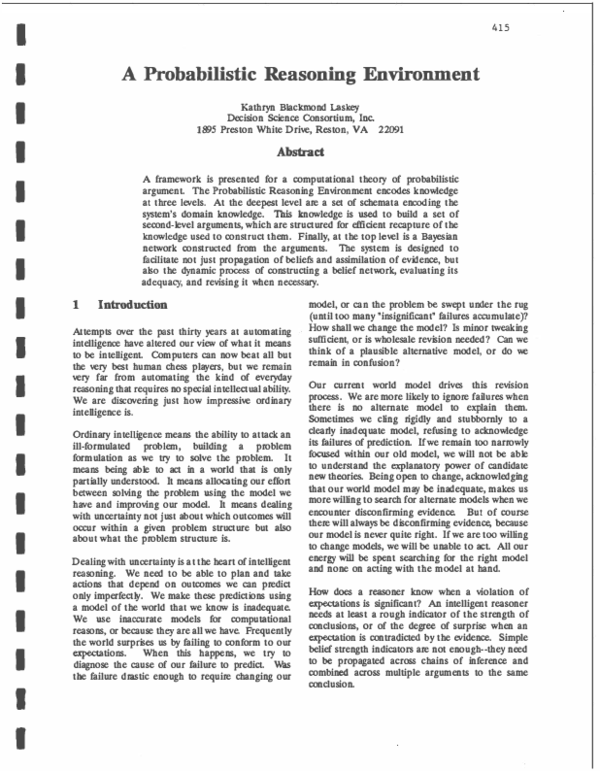 (PDF) A Probabilistic Reasoning Environment