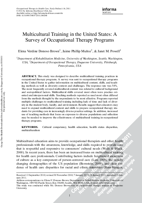 (PDF) Multicultural Training in the United States: A Survey of ...