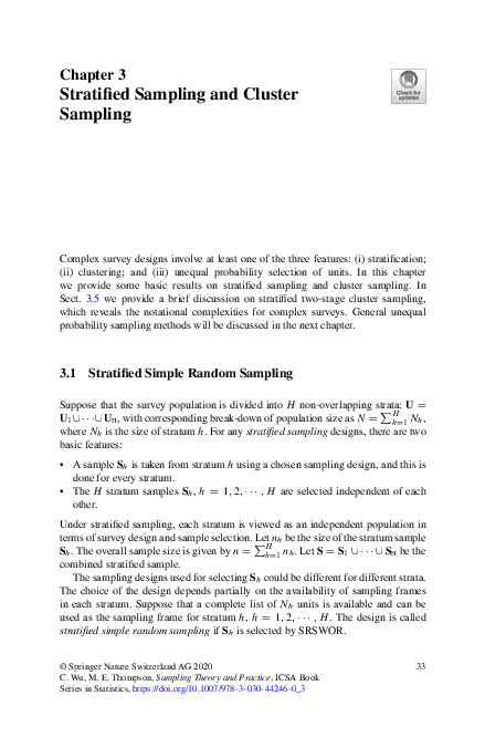 (PDF) Stratified Sampling and Cluster Sampling