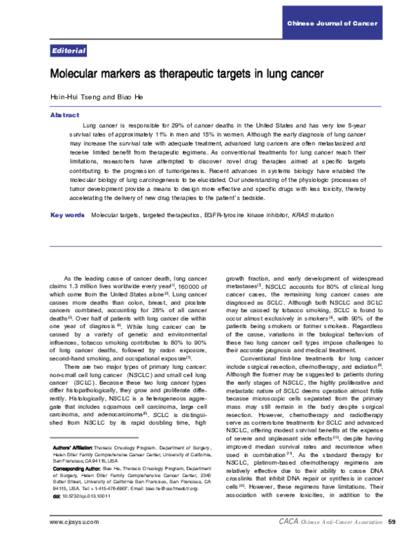 (PDF) Molecular markers as therapeutic targets in lung cancer