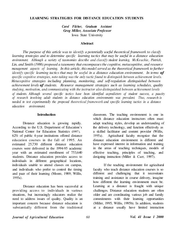 (PDF) Learning strategies for distance education students