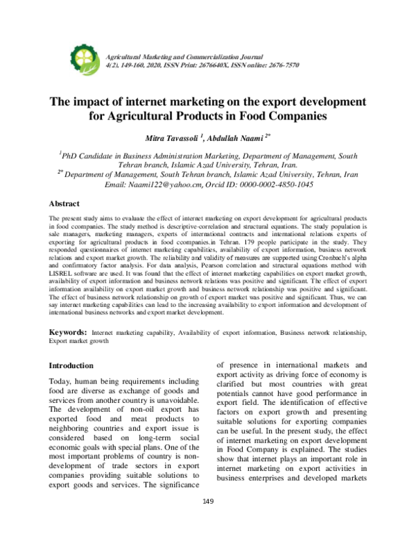 (PDF) The impact of internet marketing on the export development for ...
