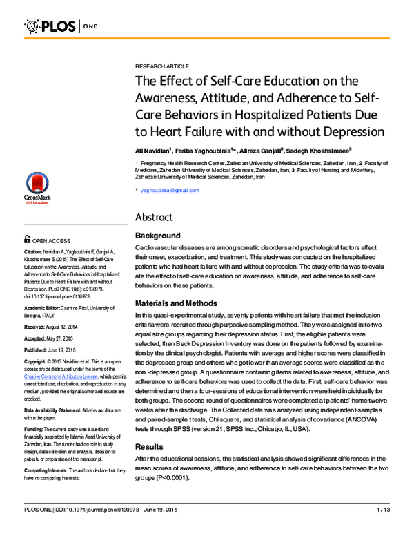 (PDF) The Effect of Self-Care Education on the Awareness, Attitude, and ...