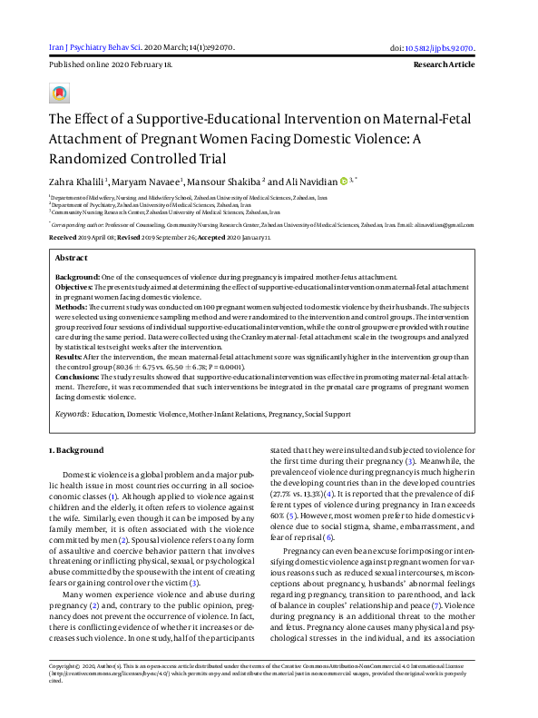 (PDF) The Effect of a Supportive-Educational Intervention on Maternal ...