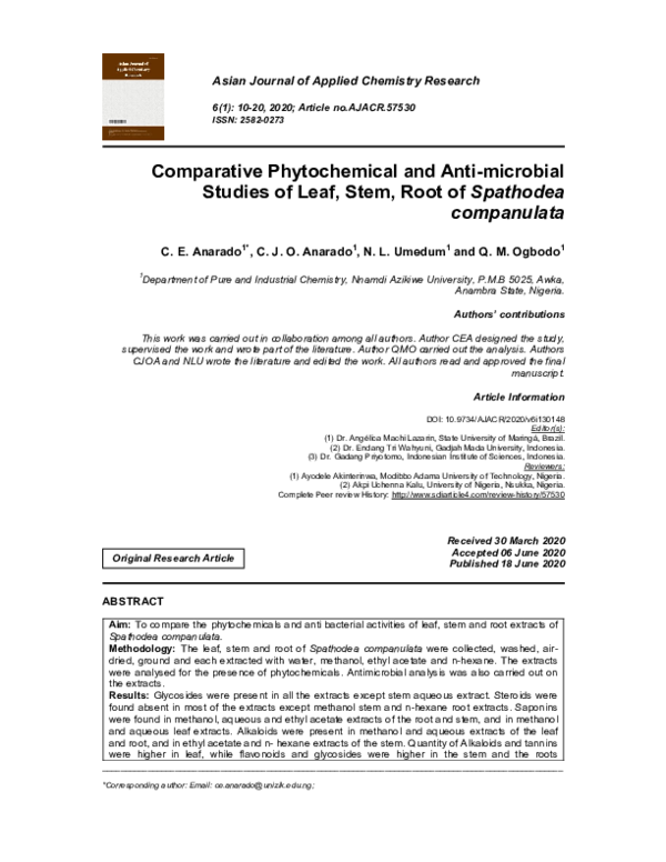 (PDF) Comparative Phytochemical and Anti-microbial Studies of Leaf ...