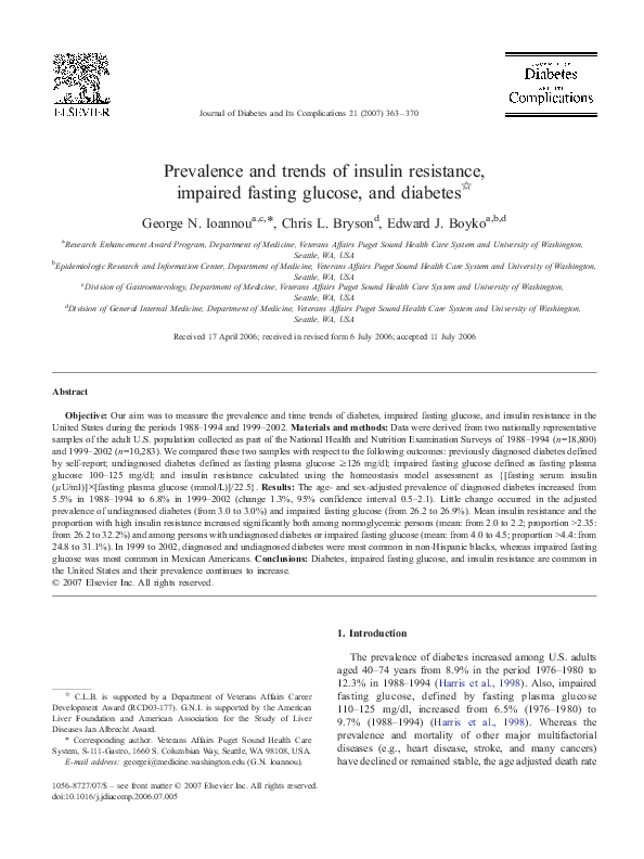 (PDF) Prevalence and trends of insulin resistance, impaired fasting ...