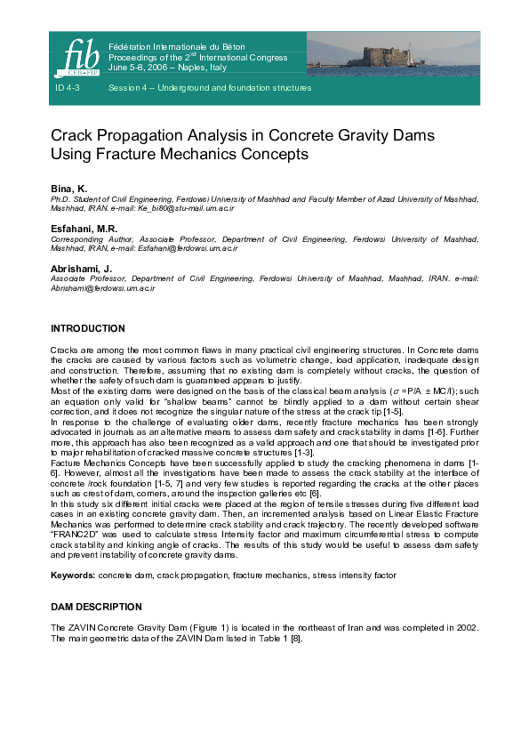 (PDF) Crack propagation analysis in concrete gravity dams using ...
