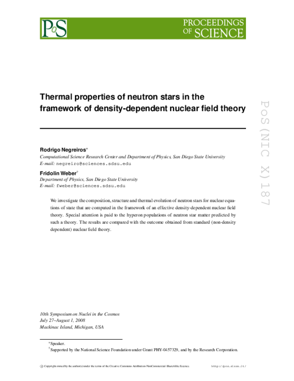 (PDF) Thermal properties of neutron stars in the framework of density ...