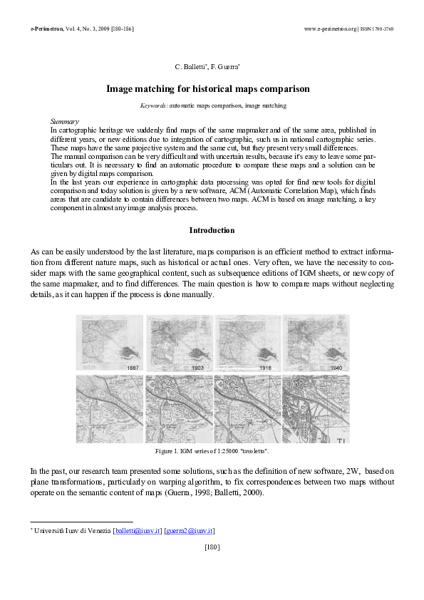 (PDF) Image matching for historical maps comparison