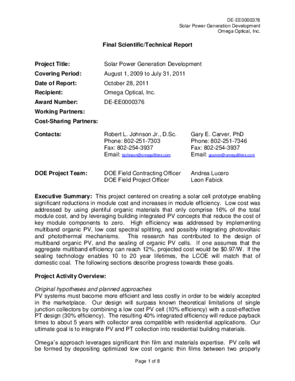 (PDF) Solar Power Generation Development