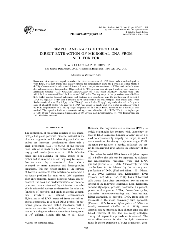 (PDF) Simple and rapid method fordirect extraction of microbial DNA ...