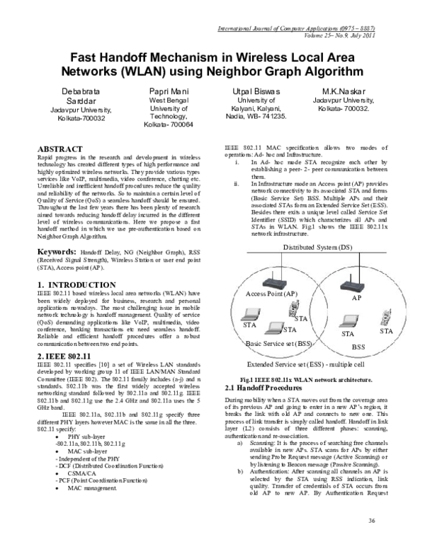 (PDF) Fast Handoff Mechanism in Wireless Local Area Networks 'WLAN ...
