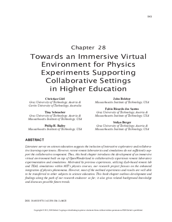 (PDF) Towards an immersive virtual environment for physics experiments ...