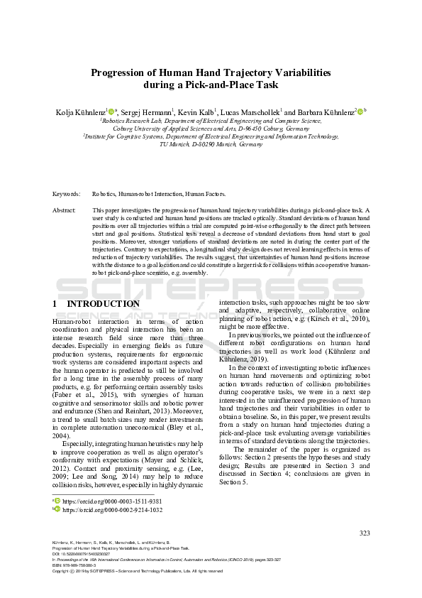 (PDF) Progression of Human Hand Trajectory Variabilities during a Pick ...
